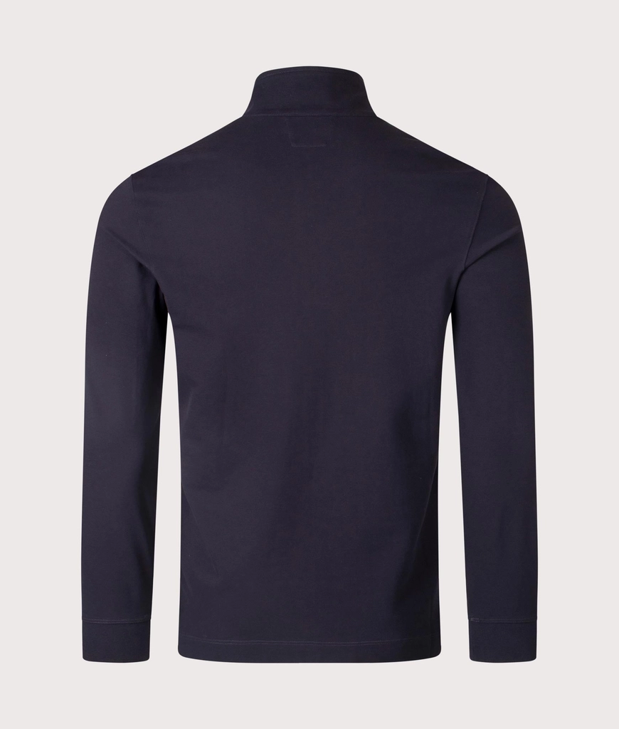 CP Company Mens Stretch Piqué Quarter Zip Long Sleeve Polo Shirt
